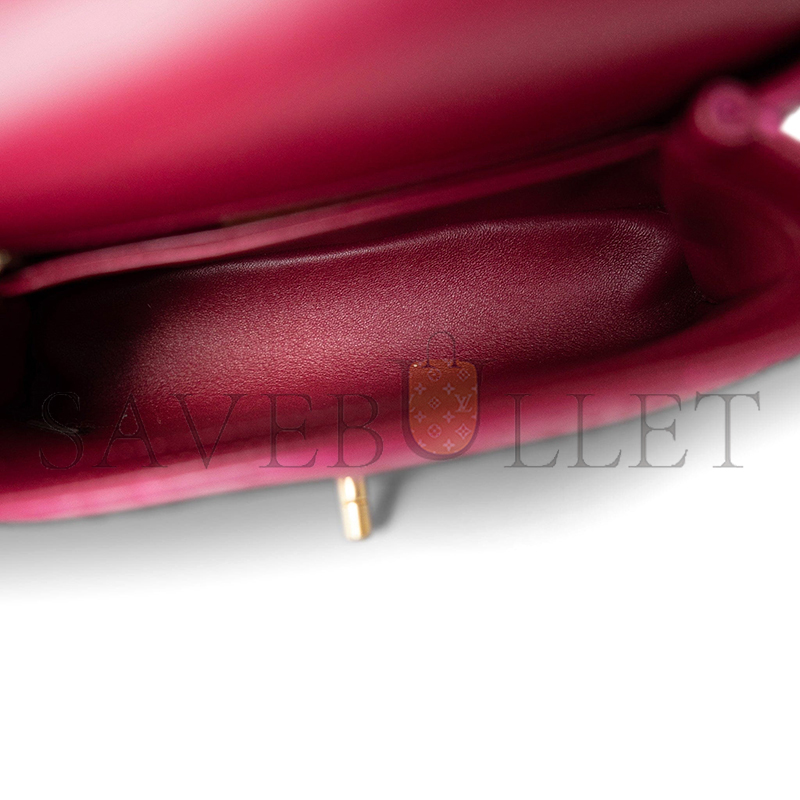 CHANEL MASTER COCO HANDLE BURGUNDY PYTHON AGED GOLD HARDWARE (23*13*9cm)